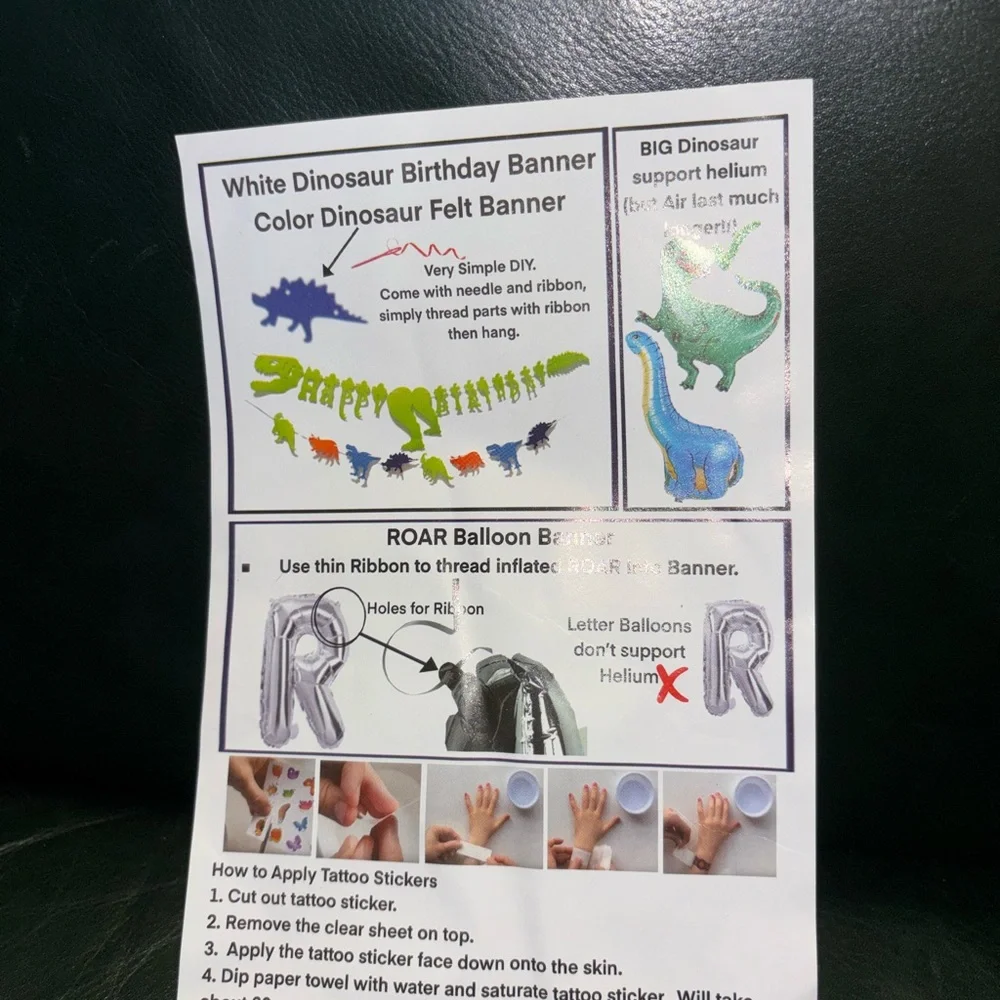 Dinosaur 🦕🦖 Themed Birthday Party Decoration Set - Green, Blue, Yellow NIB